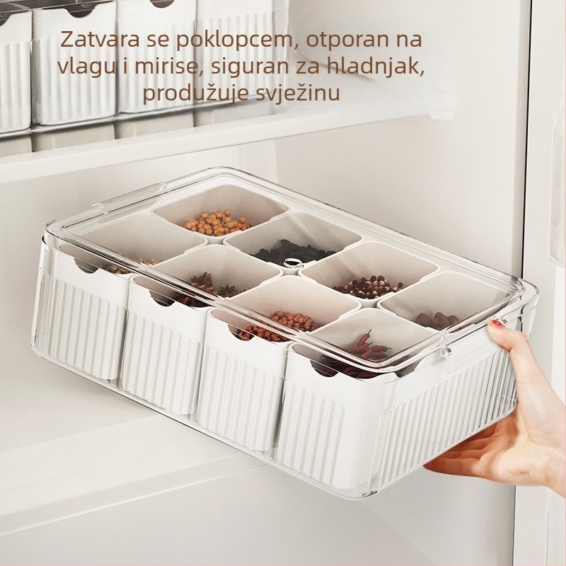 Kuhinjski spremnik za začine s pregradama za sušene čili paprike, papar, zvjezdasti anis i cimet