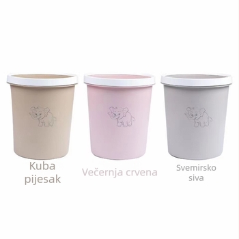 Veliki plastični koš za otpad s karikaturnim dizajnom, cilindričnog oblika, 10 L, za dom i ured