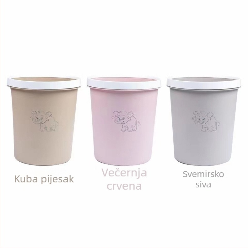 Veliki plastični koš za otpad s karikaturnim dizajnom, cilindričnog oblika, 10 L, za dom i ured