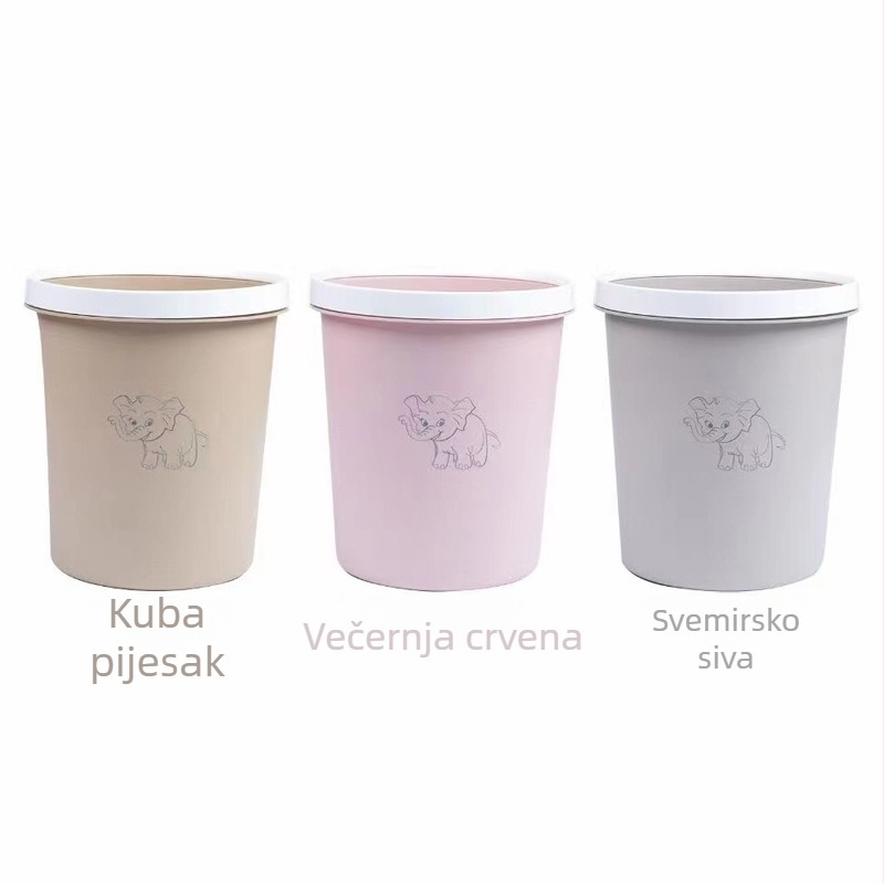 Veliki plastični koš za otpad s karikaturnim dizajnom, cilindričnog oblika, 10 L, za dom i ured