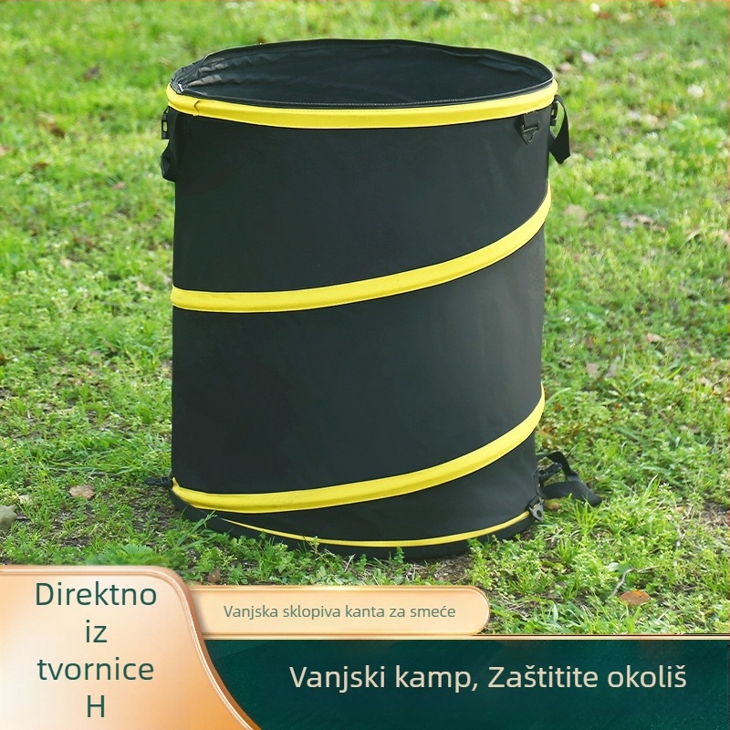 Vanjski prijenosni sklopivi kanta za otpad, od Oxford tkanine 600D i PP, kapacitet iznad 12 L, za kampiranje, piknik i vrt.