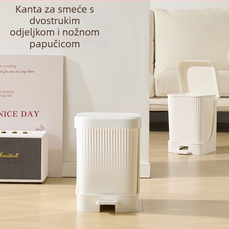 Kantu za smeće s pedalom i poklopcem, 10 L, kvadratnog oblika, plastična, za dom – kuhinja, dnevni boravak, kupaonica