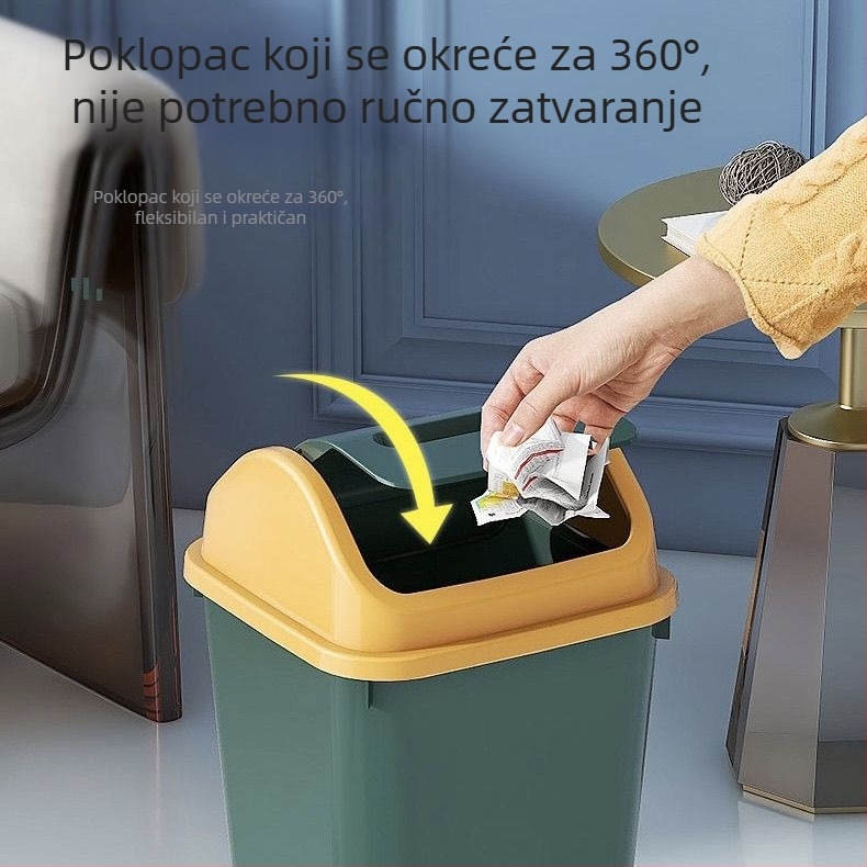 Kućni kanta za otpad s poklopcem, velika zapremina, moderan dizajn, pogodna za dnevni boravak, kupaonu, kuhinju i spavaću sobu, s pokretnim poklopcem i sustavom protiv mirisa