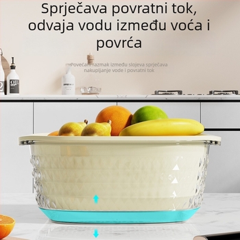 Višefunkcionalna dvostruka kuhinjska košara za odvod i pranje povrća te skladištenje voća