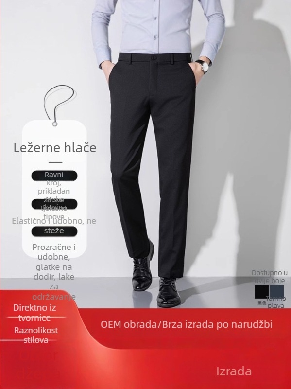 Muške hlače za poslovni stil, ravni kroj, tekući pad, duge hlače za jesen-zimu
