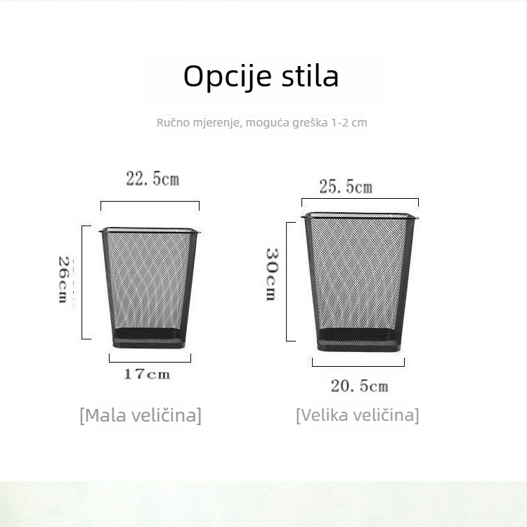Kvadratni koš za otpad od željezne mreže, dekorativni izrezani dizajn, metalni koš za kućnu i uredsku upotrebu