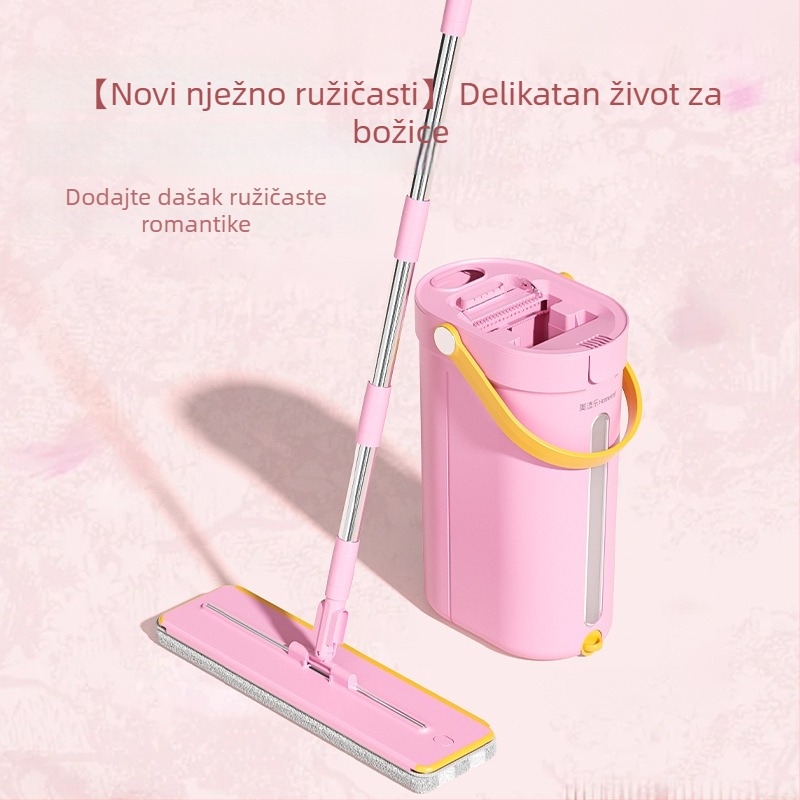 Meitianle plosnati mop, ružičasti, uklanjanje prljavštine, bez dodirivanja, kućanstvo, antibakterijski, odvojivo i perivo