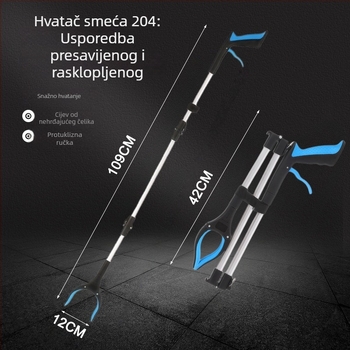 Sklopivi klip za otpad od aluminijske legure s produljenom ručkom za čišćenje