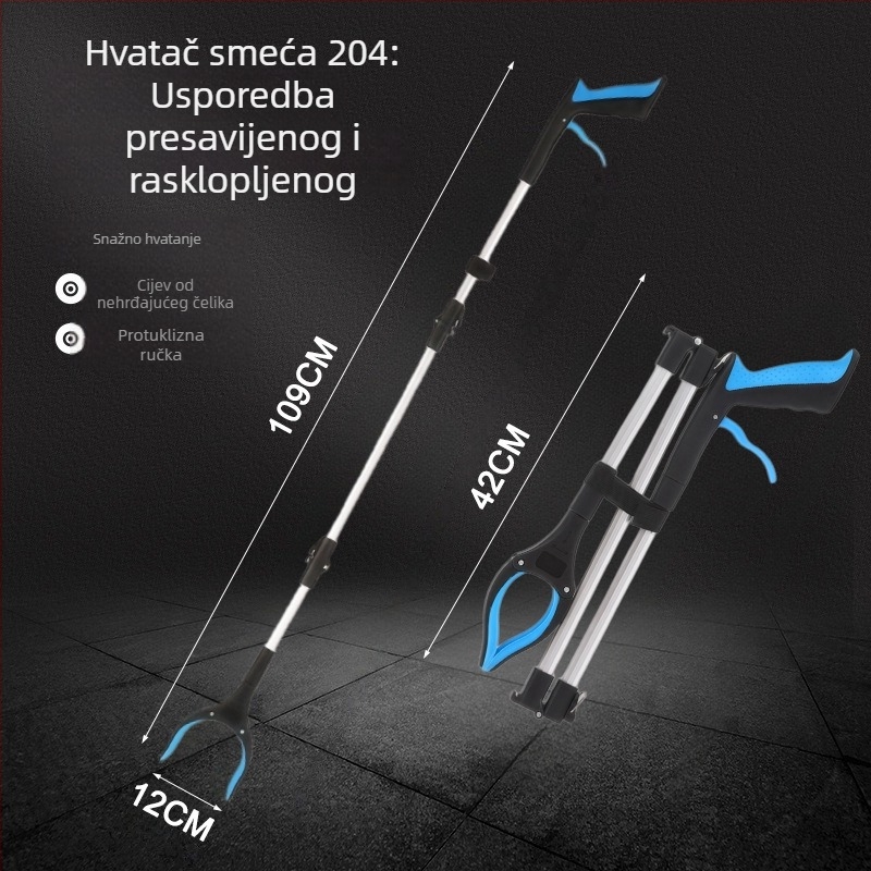 Sklopivi klip za otpad od aluminijske legure s produljenom ručkom za čišćenje