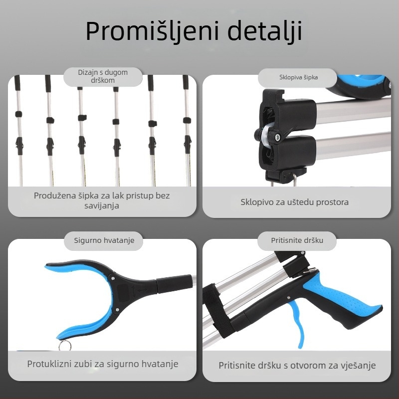 Sklopivi klip za otpad od aluminijske legure s produljenom ručkom za čišćenje