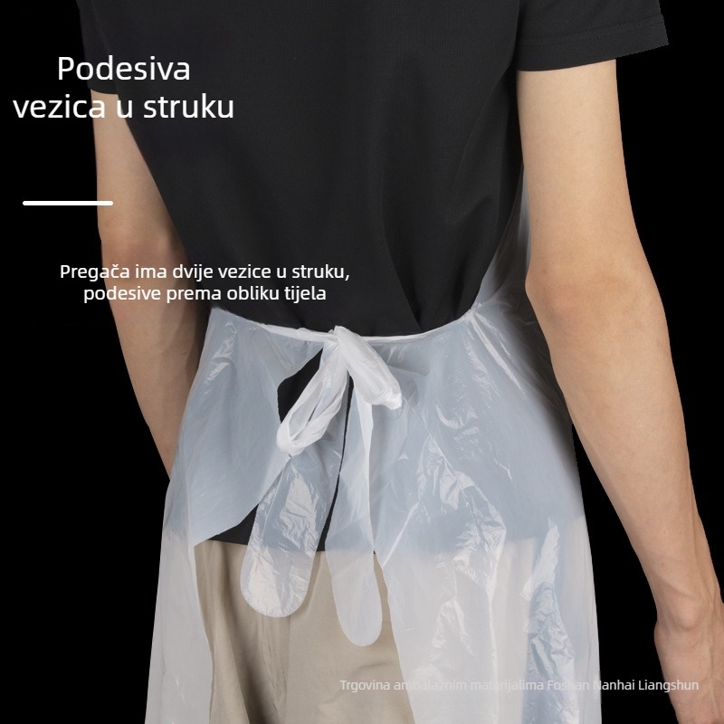 Jednokratni PE plastični kuhinjski predpasnik, vodootporan i otporan na masnoću, bez rukava, unisex