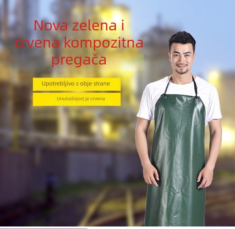 Zelene i crveno kompozitno PVC vodootporni predpasnik s potporom u struku za kuhinju i kućnu uporabu