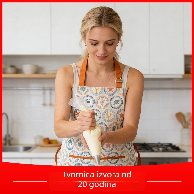 Prilagodljiva pamučna pregača s kućnim uzorkom, vodootporna, za odrasle, kuhinja i kućno čišćenje, unisex