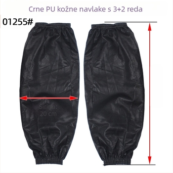 Vodootporan PU kožni rukav, 39×19 cm, crn, široki otvor s 3+2 šavnim linijama, za odrasle, otporan na ulje i prljavštinu