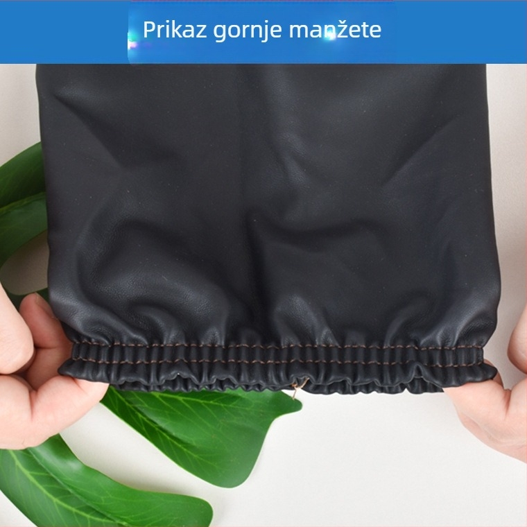 Vodootporan PU kožni rukav, 39×19 cm, crn, široki otvor s 3+2 šavnim linijama, za odrasle, otporan na ulje i prljavštinu