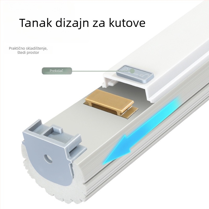 Mop s kantom za ispiranje bez ruku, za kućnu upotrebu, glava od gume i pamuka, upija vodu, suho i mokro čišćenje