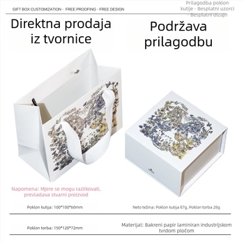 Kutija za nakit s zlatnom ugraviranim dizajnom leptira i cvijeta, preklopni poklop, 10×10 cm, za prstenje, ogrlice i narukvice