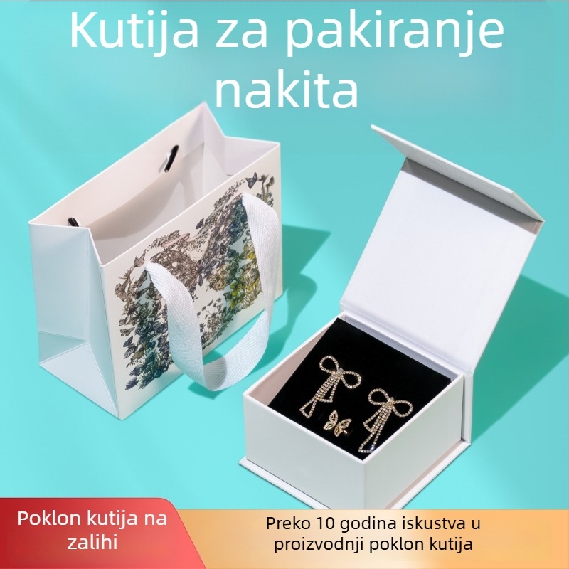 Kutija za nakit s zlatnom ugraviranim dizajnom leptira i cvijeta, preklopni poklop, 10×10 cm, za prstenje, ogrlice i narukvice