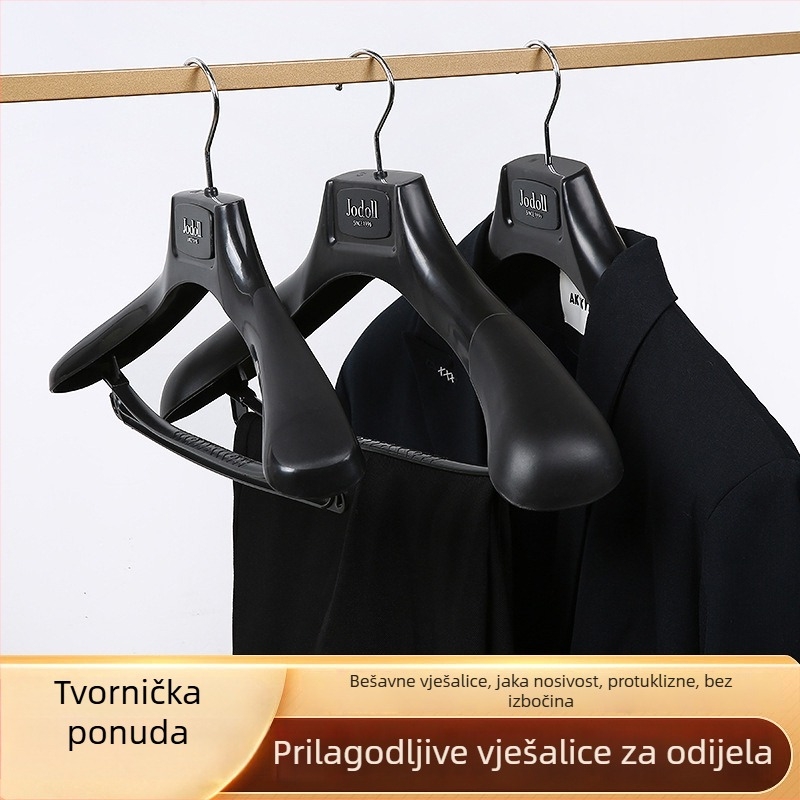 Plastične vješalice za odijela sa širokim ramenima, ojačane, protuklizne, plastične, prilagodljive, 10 komada