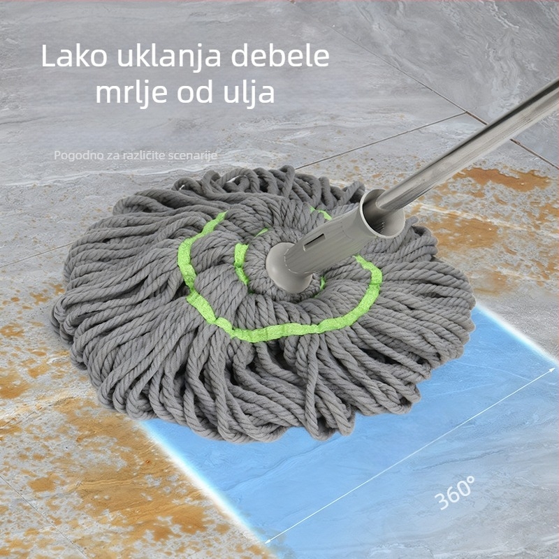 Kućni rotirajući mop s bezkontaktnim iscijeđivanjem, pamuk mop velikog upijanja za čišćenje podova