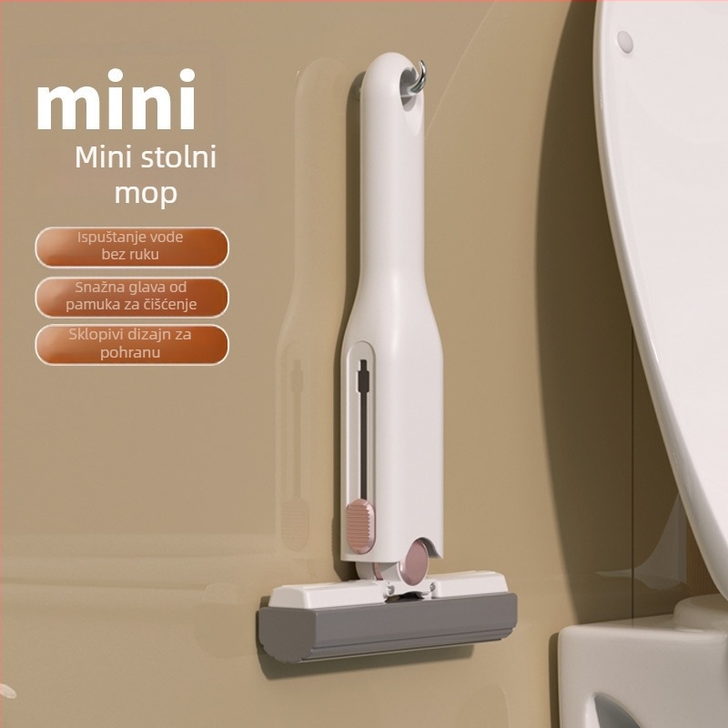 2-u-1 mini mop, prijenosni kućni mop za čišćenje bez dodira u kupaonici, na prozorima i kuhinji