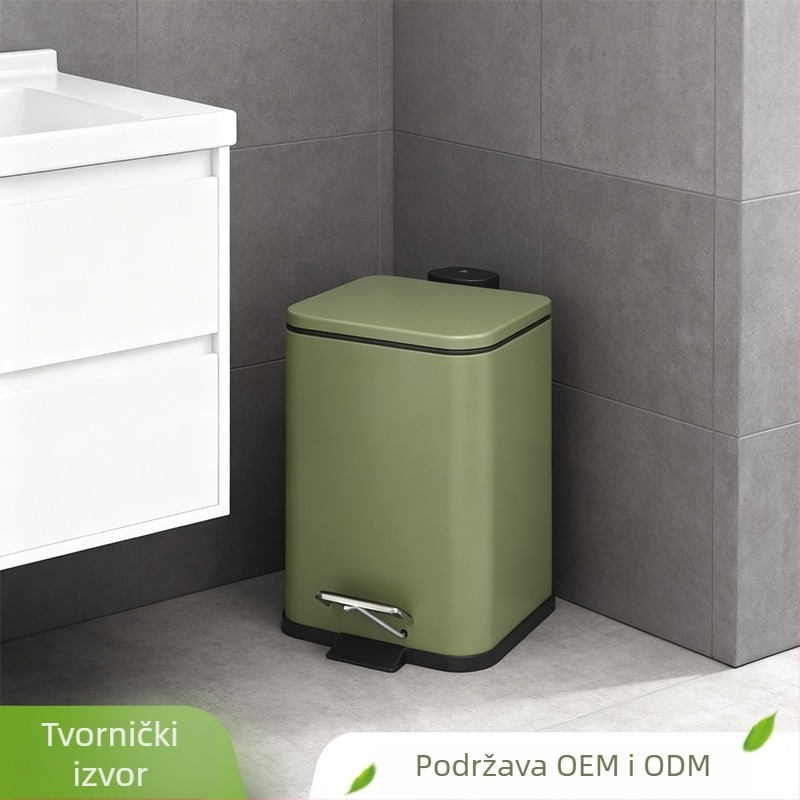 Pedalna kvadratna metalna kanta za otpad, dvostruke konstrukcije, pogodna za kućnu, hotelsku i uredsku upotrebu, s prilagodljivim logotipom
