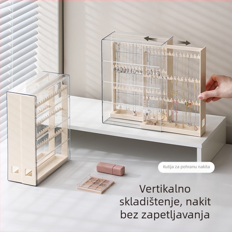 FaSoLa Kutija za nakit – moderni minimalistički izložbeni stalak za naušnice i ogrlice, zaštita od oksidacije, PET materijal, Off-White