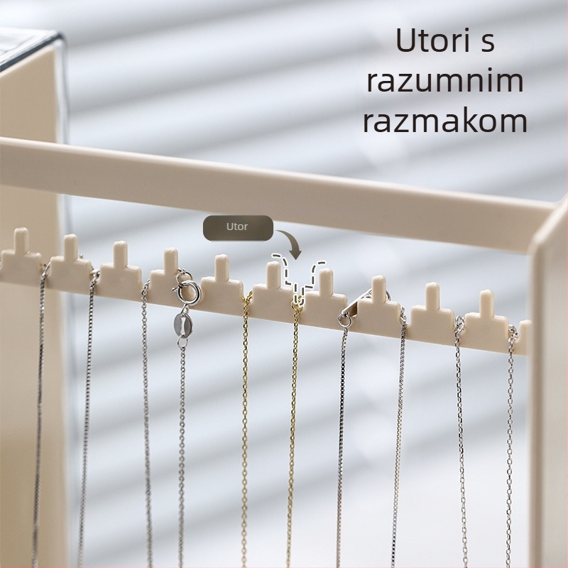 FaSoLa Kutija za nakit – moderni minimalistički izložbeni stalak za naušnice i ogrlice, zaštita od oksidacije, PET materijal, Off-White