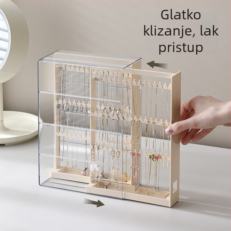 FaSoLa Kutija za nakit – moderni minimalistički izložbeni stalak za naušnice i ogrlice, zaštita od oksidacije, PET materijal, Off-White