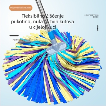 Mop od jelene kože, apsorpcijska glava, automatsko stiskanje, nehrđajući čelični držač, šarena krpa za podove