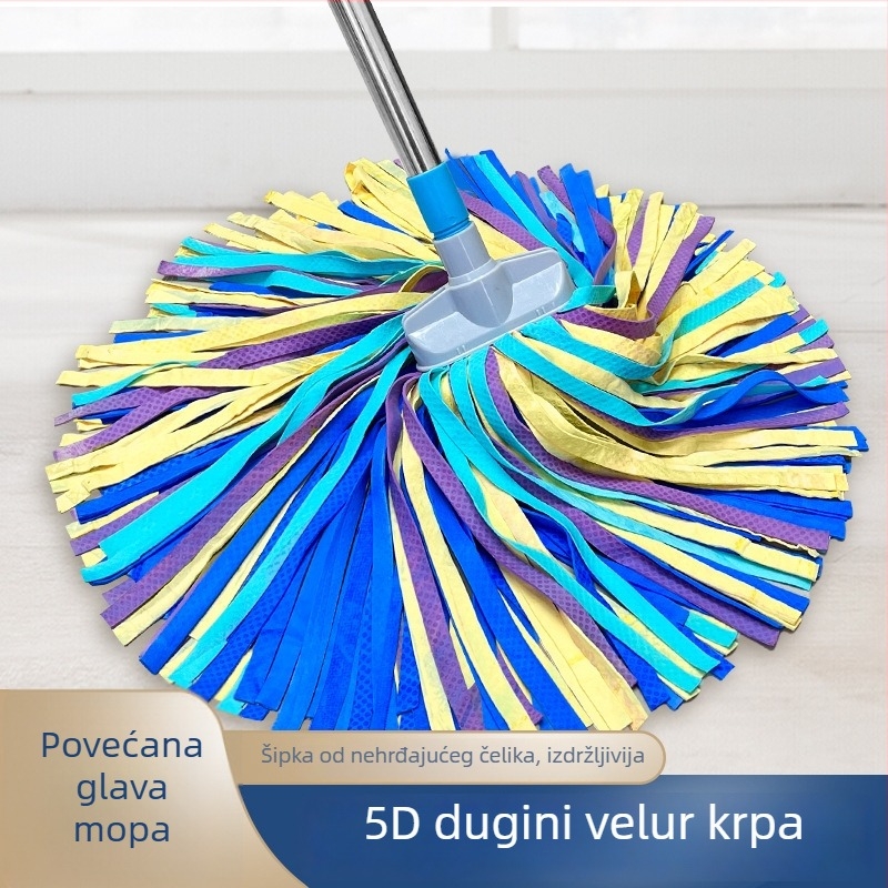 Mop od jelene kože, apsorpcijska glava, automatsko stiskanje, nehrđajući čelični držač, šarena krpa za podove