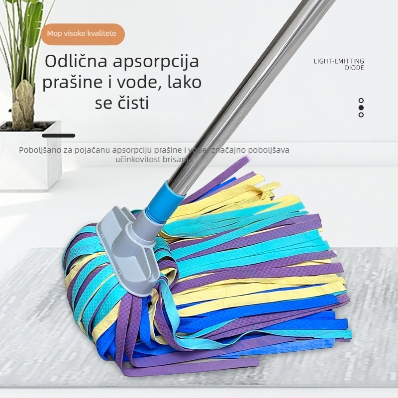 Mop od jelene kože, apsorpcijska glava, automatsko stiskanje, nehrđajući čelični držač, šarena krpa za podove