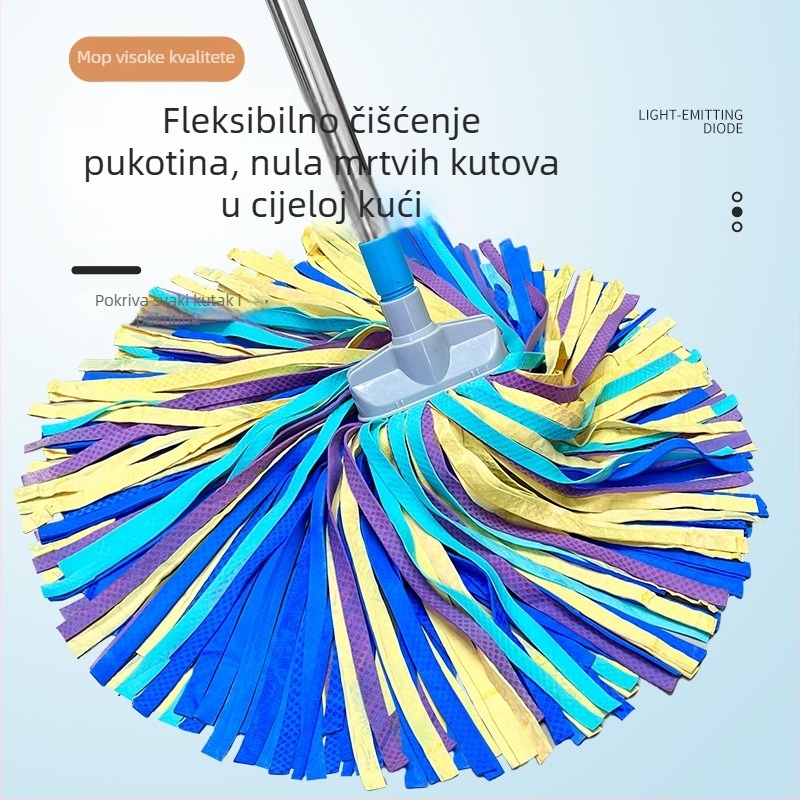 Mop od jelene kože, apsorpcijska glava, automatsko stiskanje, nehrđajući čelični držač, šarena krpa za podove
