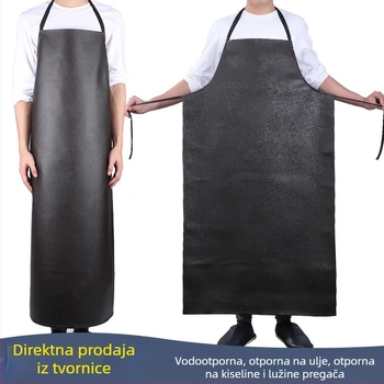 Pregača s naramenicama od PU kože, vodootporna i otporna na ulje, produžene dužine, kuhinja, za muškarce i žene