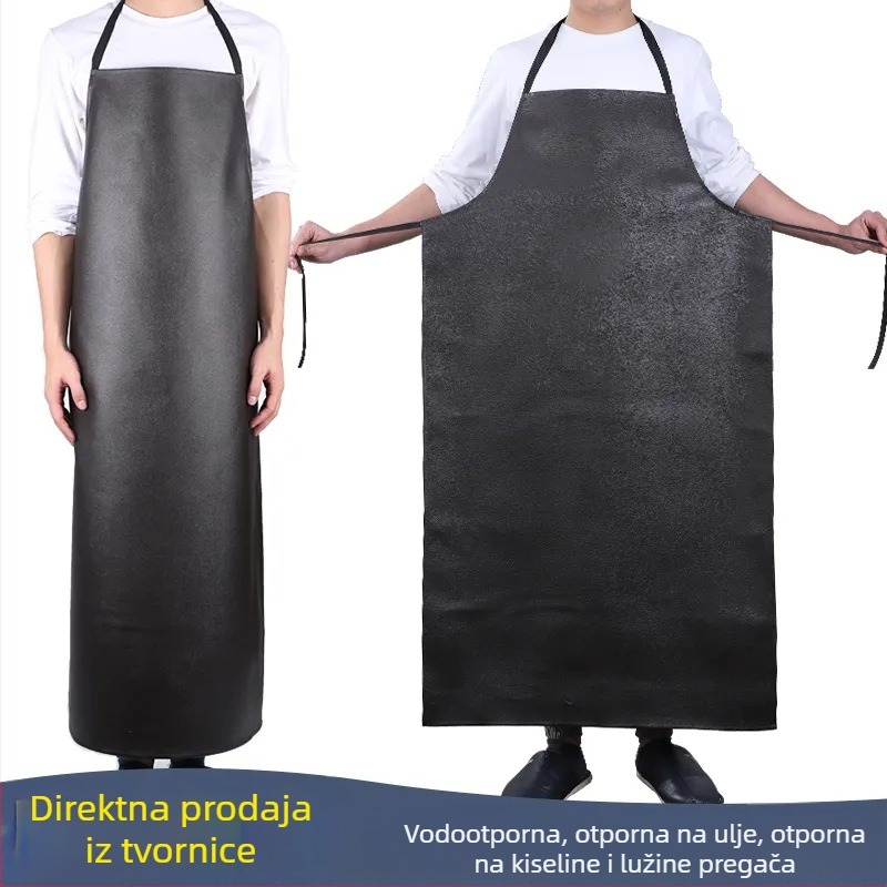 Pregača s naramenicama od PU kože, vodootporna i otporna na ulje, produžene dužine, kuhinja, za muškarce i žene