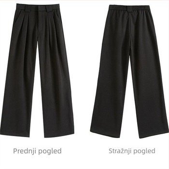 Muške vunene hlače širokog kroja za jesen/zimu, visoki struk, slobodan kroj, duge do poda, debeli i topli, ravne hlače, casual stil Hong Konga