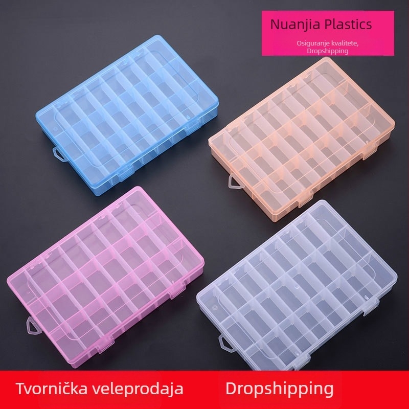 24-odjelna prozirna plastična kutija za pohranu s poklopcem, za nakit, elektroničke komponente i ribolovnu opremu