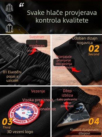 CAHOBC GOOSE muške zimske sportske hlače, jednobojne, ravnog kroja, udobne, širokog kroja, dugačke