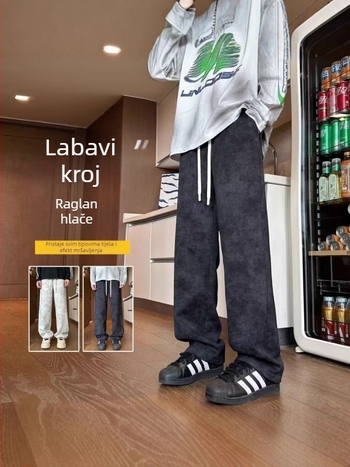Hlače s tie-dye uzorkom, širokog kroja za muškarce, studente i tinejdžere, casual duge hlače s ravnim krojem