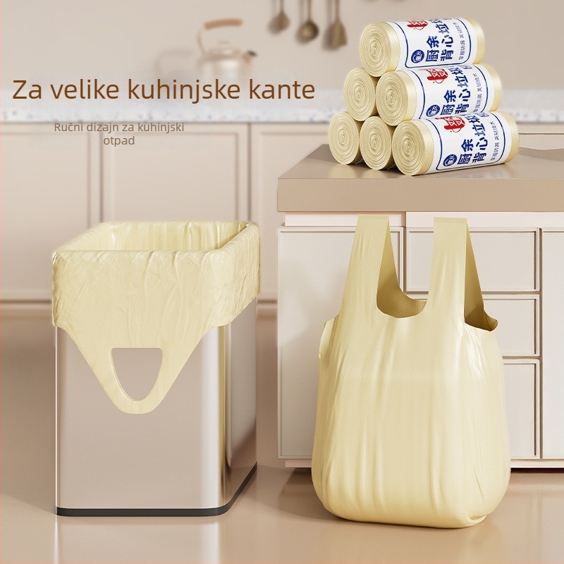 Domaće vrećice za otpad, debele, otporne, crne, velike, s ručkom, plastične, za kuhinju i kupaonu