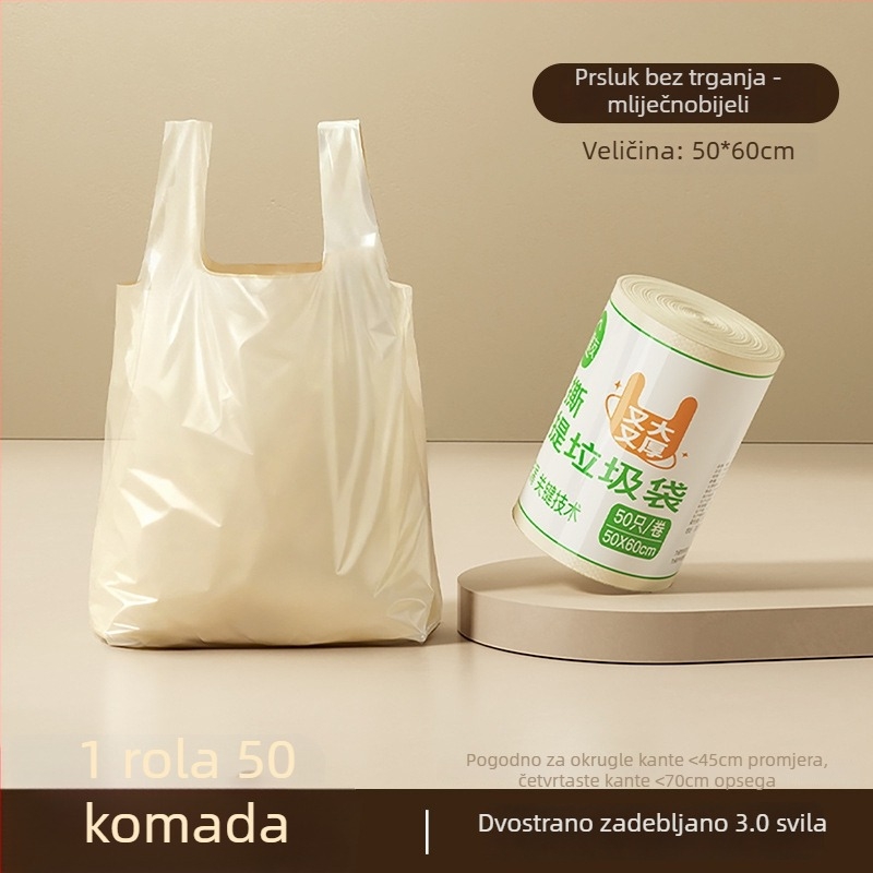 Domaće vrećice za otpad, debele, otporne, crne, velike, s ručkom, plastične, za kuhinju i kupaonu