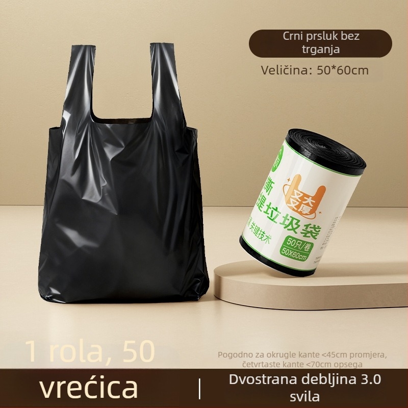Domaće vrećice za otpad, debele, otporne, crne, velike, s ručkom, plastične, za kuhinju i kupaonu
