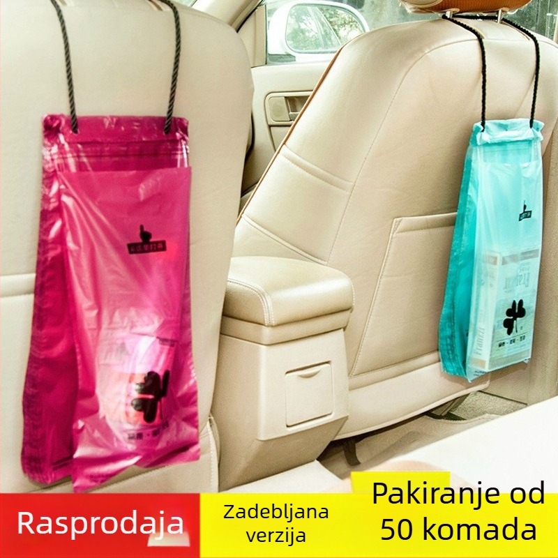 Automobilska viseća jednokratna vrećica za otpad, sa zatvaranjem, vrećica za povraćanje, paket 50 kom