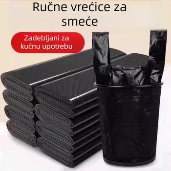 Crne čvrste vreće za kućni smeće, srednje–velike, višekratne uporabe, kuhinjske vreće u stilu prsluka