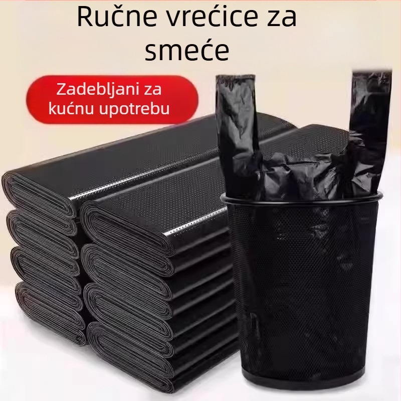 Crne čvrste vreće za kućni smeće, srednje–velike, višekratne uporabe, kuhinjske vreće u stilu prsluka