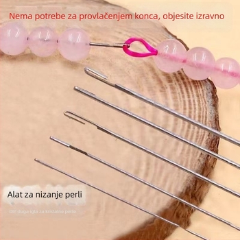 DIY alat za perle - duga ultra-tanka igla za navijanje perli, s bočnim probijanjem i kukičarskim vrhom, ručno izrađeno