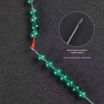 DIY alat za perle - duga ultra-tanka igla za navijanje perli, s bočnim probijanjem i kukičarskim vrhom, ručno izrađeno