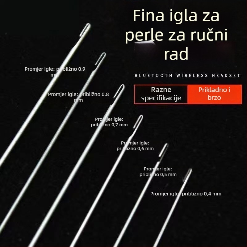 DIY alat za perle - duga ultra-tanka igla za navijanje perli, s bočnim probijanjem i kukičarskim vrhom, ručno izrađeno
