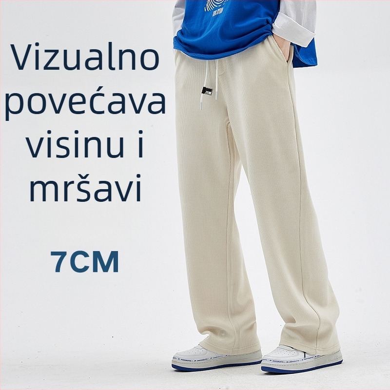 Muške casual hlače za jesen, opušten kroj, širokih nogavica, poliester