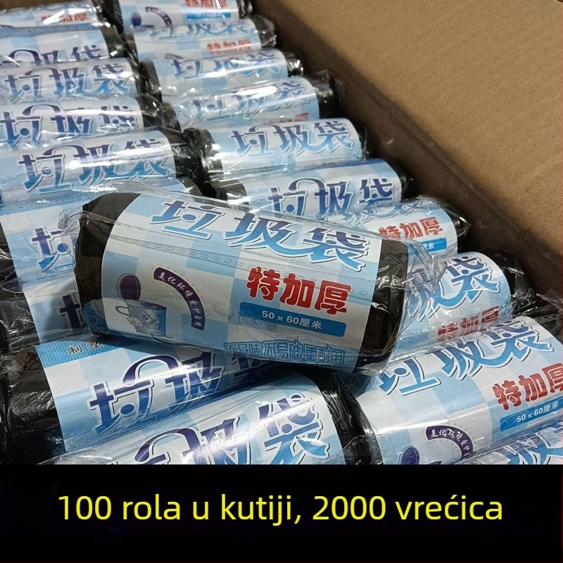 Velike crne debeli vreće za smeće 50×60 cm, s ravnim otvorom